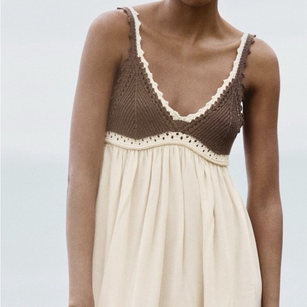 Zara Brown and Cream Knit Dress